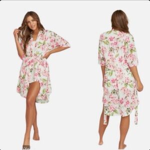 Floral Kimono Robe - Pink and Green